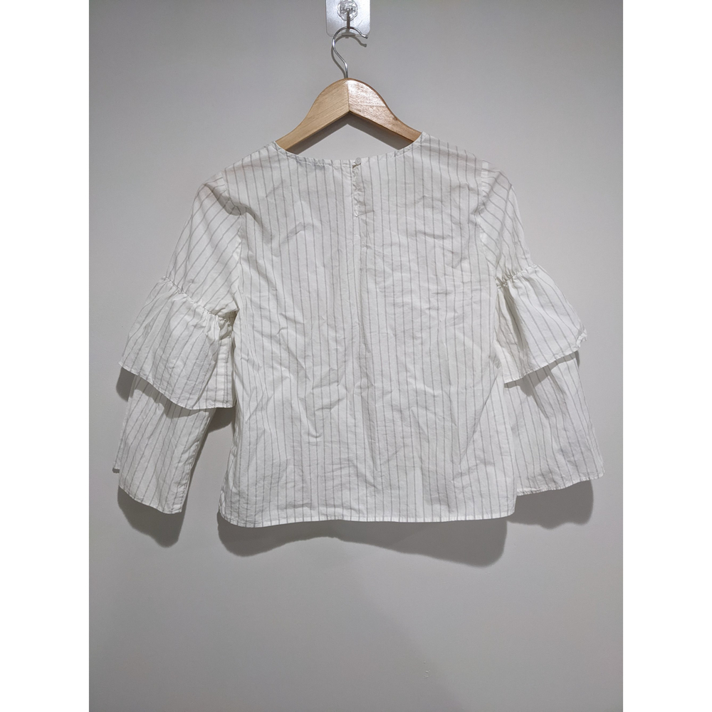 Madewell White Ruffle Tiered Sleeve Top Size Small - Picture 2 of 6